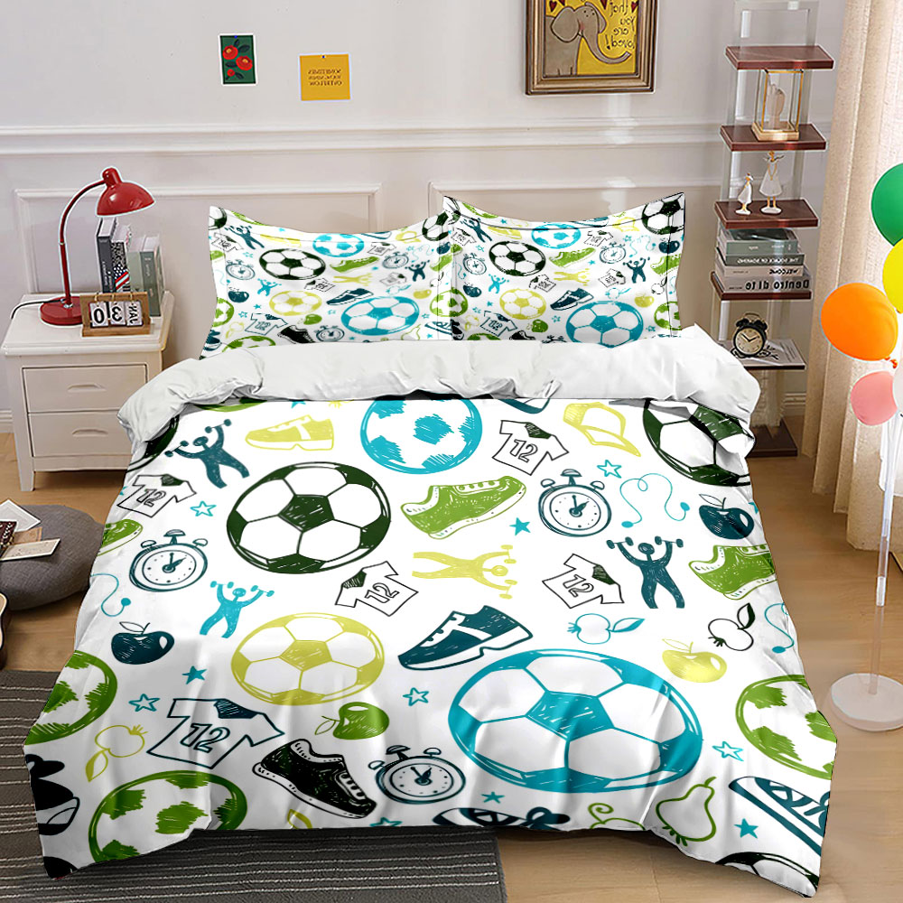 Duvet Cover Sets With Zipper - Sports-themed Doodle cartoon Patterns Duvet Cover