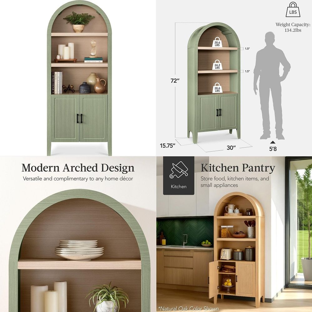 71 Tall Arched Kitchen Pantry, - огляд і ціна Storage & Organization