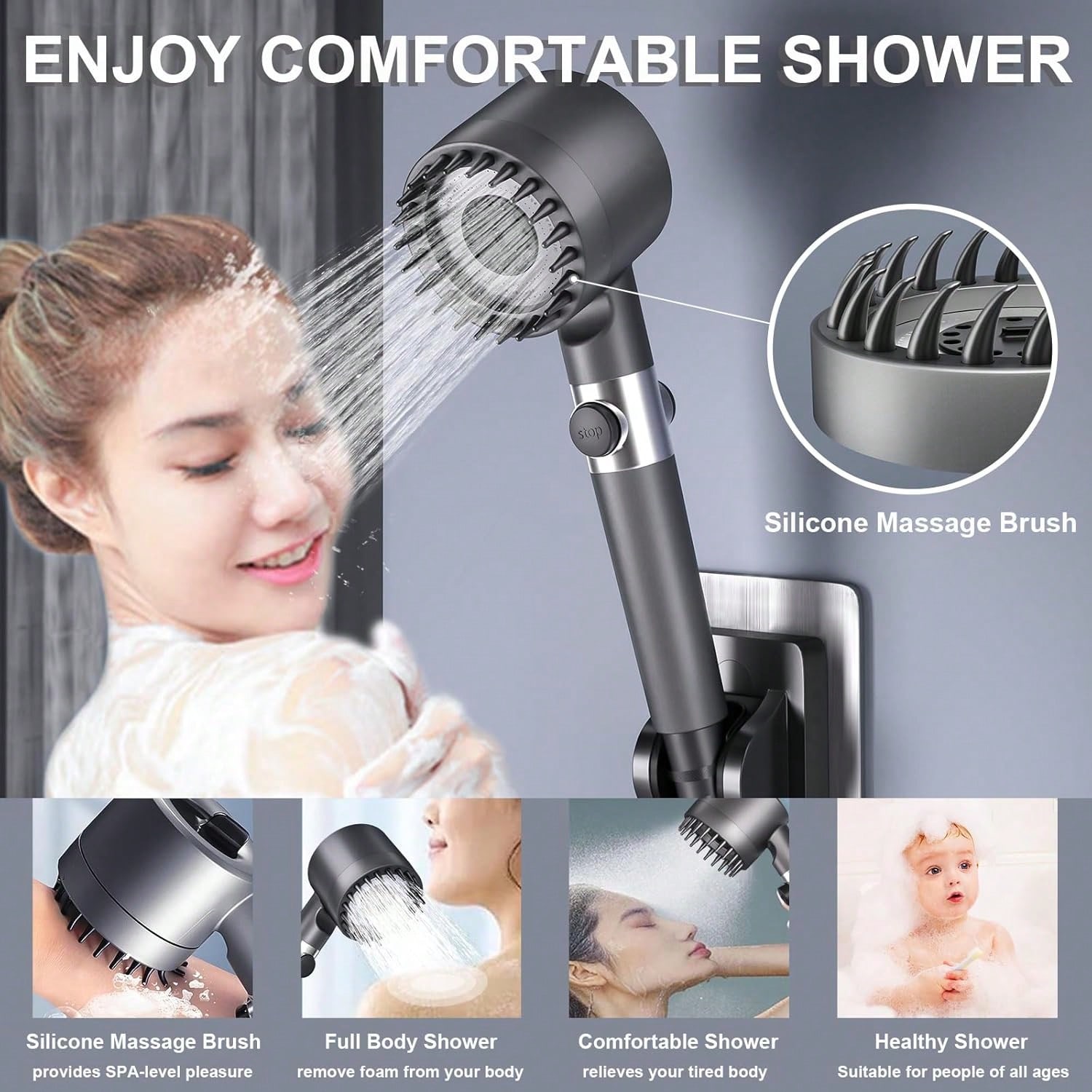 High-Pressure Handheld Shower  - огляд і ціна High Pressure Shower Head Handheld