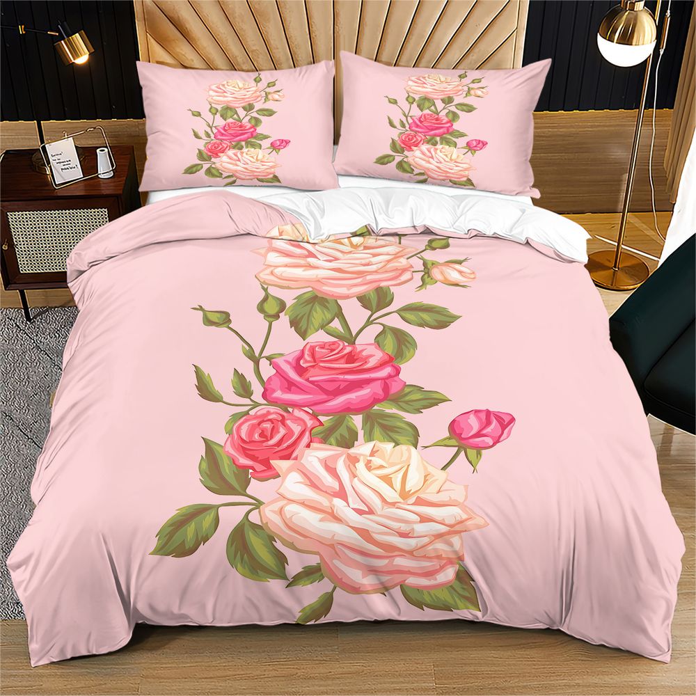 Soft Pink Rose Floral Print Du - огляд і ціна Aesthetic Floral Duvet Cover