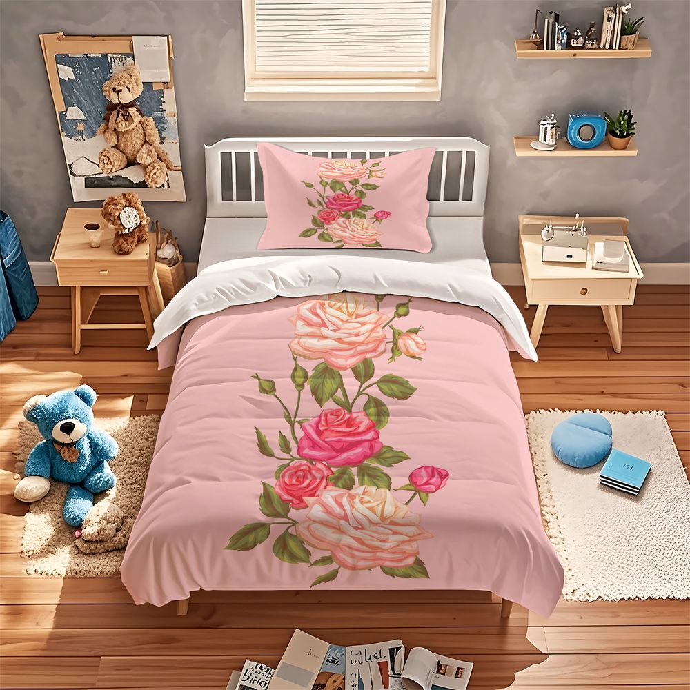 Soft Pink Rose Floral Print Du - огляд і ціна Aesthetic Floral Duvet Cover
