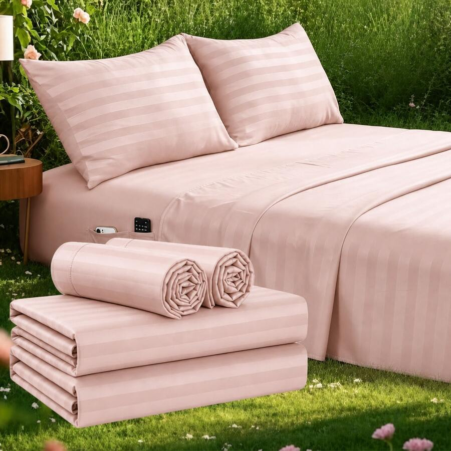 Striped Cooling Sheets Set Kin - огляд і ціна Fitted Bed Sheets Deep Pocket