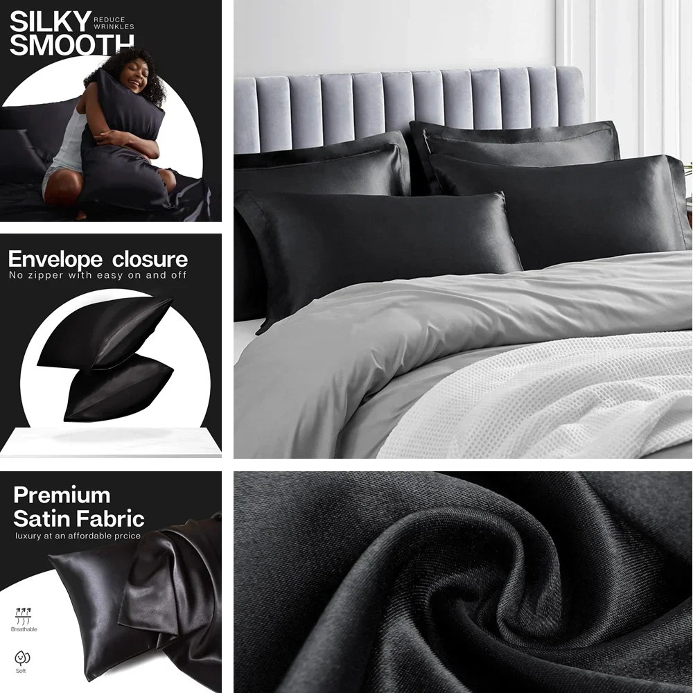 2 Pack Satin Pillowcase for Ha - огляд і ціна Satin Silk Pillowcase Hair Skin