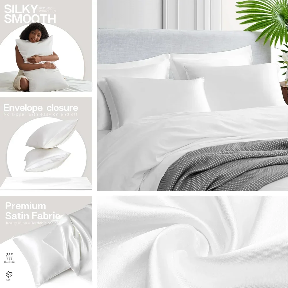 2 Pack Satin Pillowcase for Ha - огляд і ціна Satin Silk Pillowcase Hair Skin