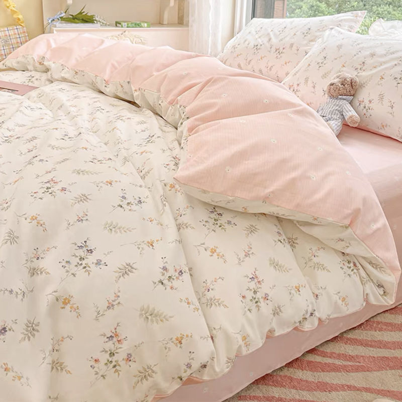 Ins Pink Flowers Bedding Set F - огляд і ціна Aesthetic Floral Duvet Cover