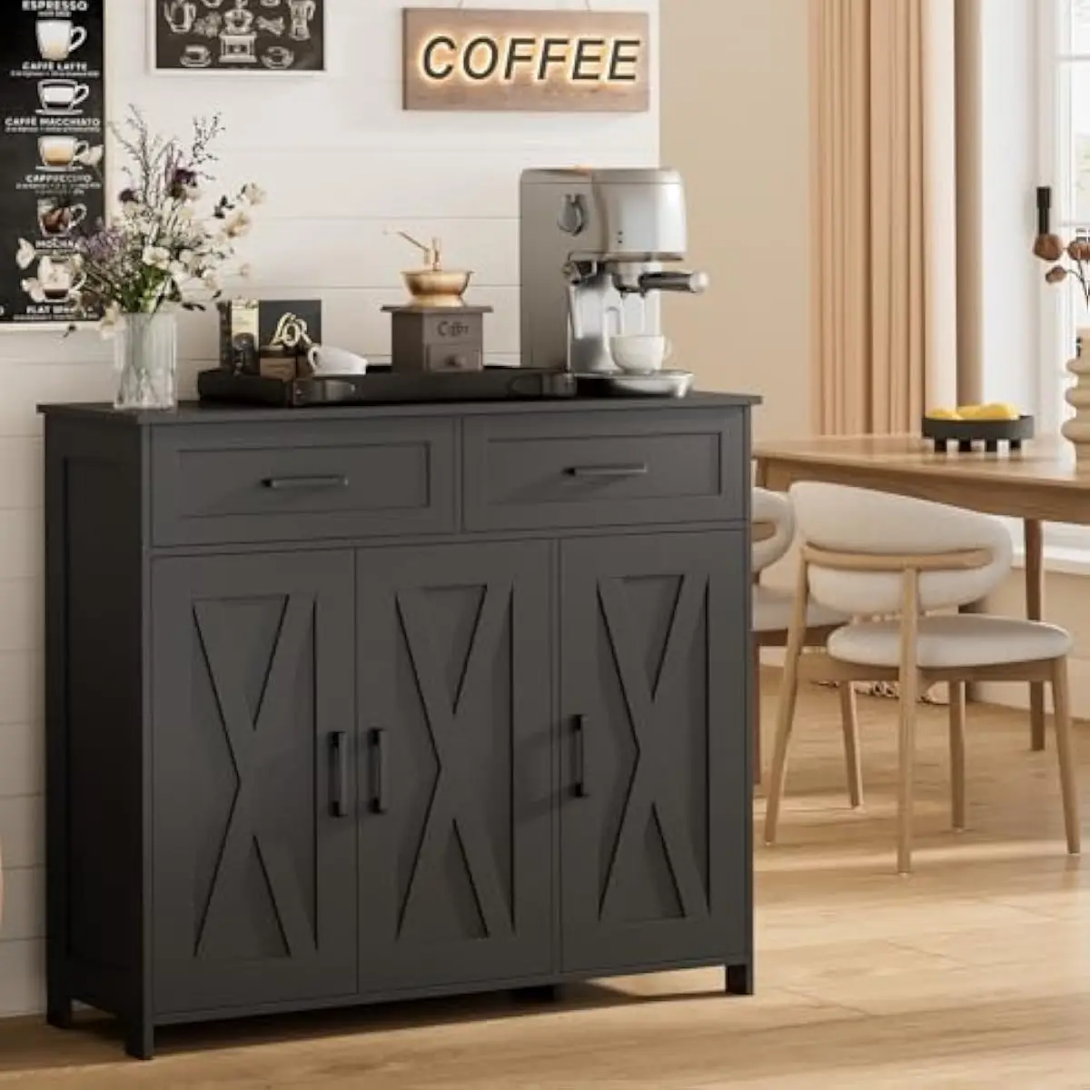 Coffee Bar Storage Cabinet wit - огляд і ціна Storage & Organization