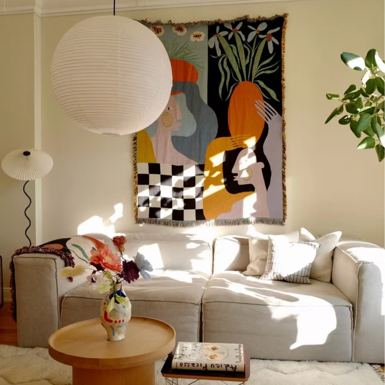Modern Abstract Art Tapestry B - огляд і ціна Boho Throw Blanket Fringe