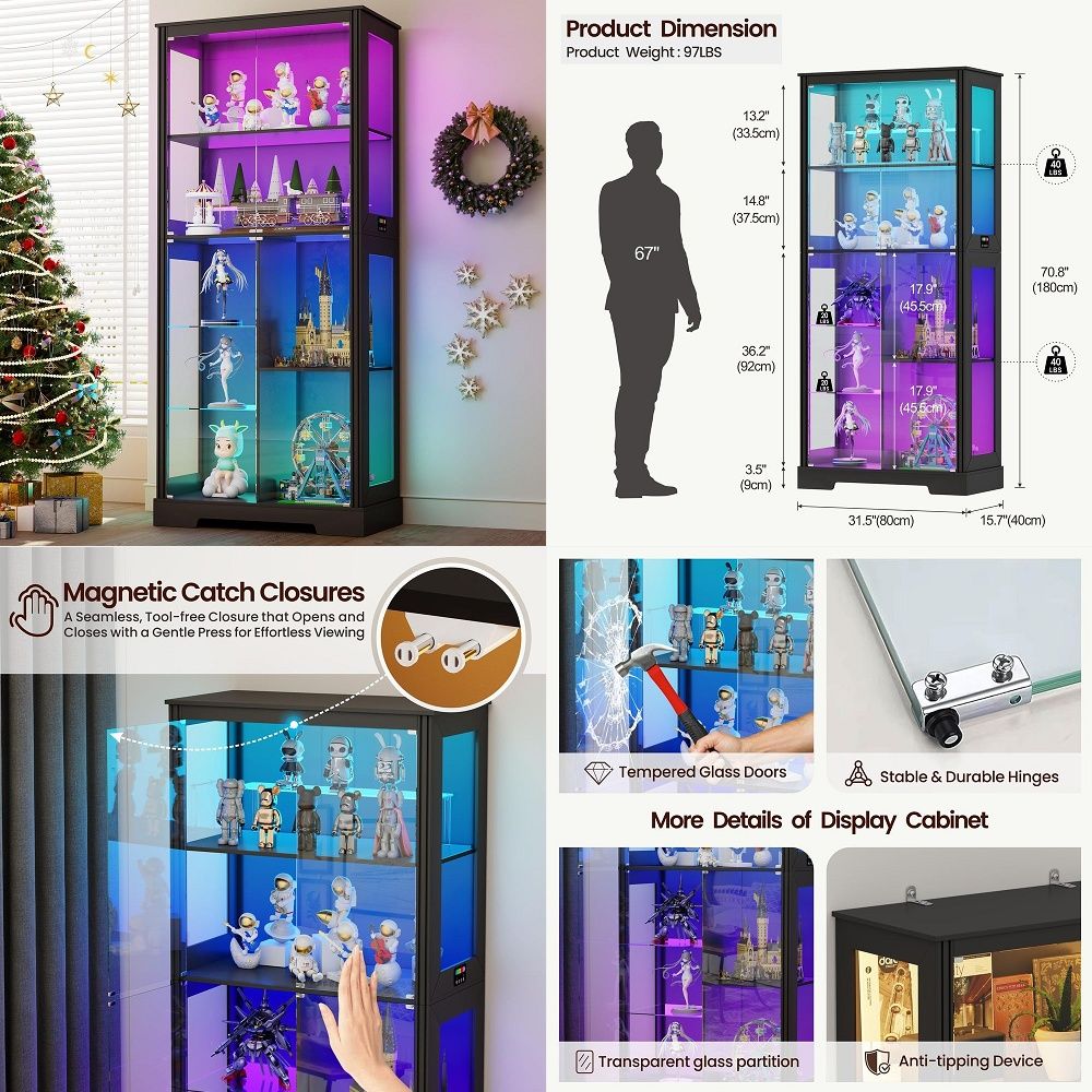 Lighted Corner Display Curio C - огляд і ціна Storage & Organization