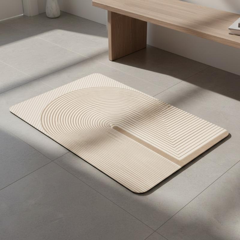 Beige Striped Diatomite Bath M - огляд і ціна Quick Dry Diatomite Bath Mat