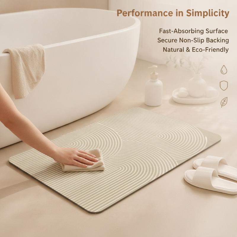 Beige Striped Diatomite Bath M - огляд і ціна Quick Dry Diatomite Bath Mat