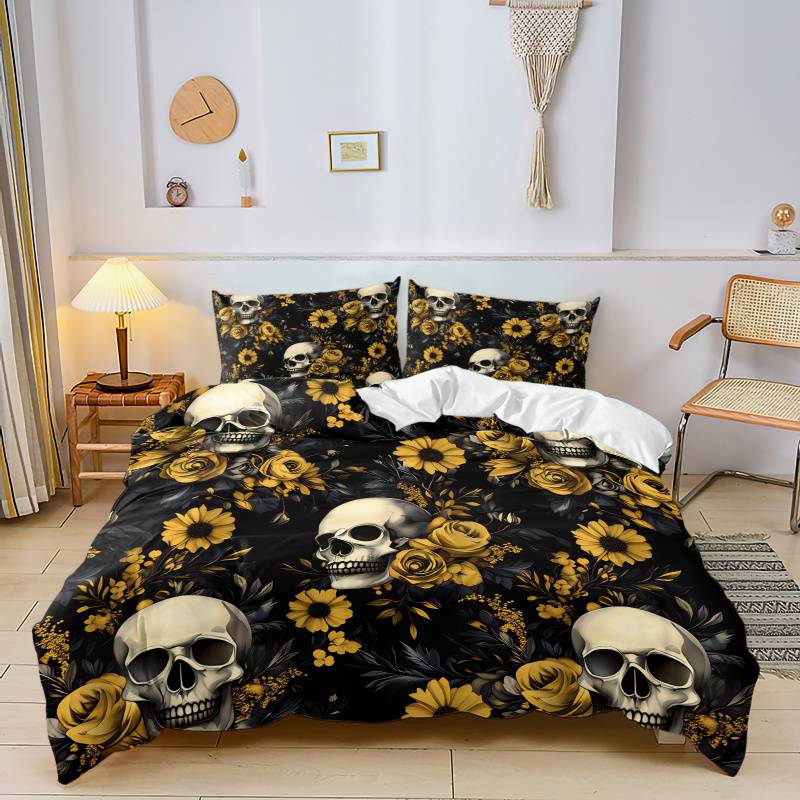 Dark Aesthetic Skull Yellow Fl - огляд і ціна Aesthetic Floral Duvet Cover