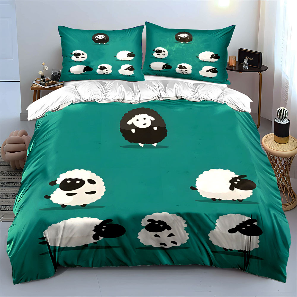Cartoon sheep and a black one  - огляд і ціна Duvet Cover Sets With Zipper