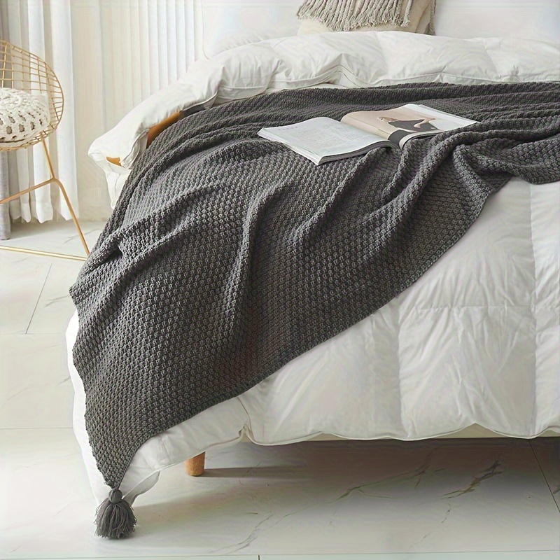 Boho Knitted Throw Blanket Dec - огляд і ціна Boho Throw Blanket Fringe