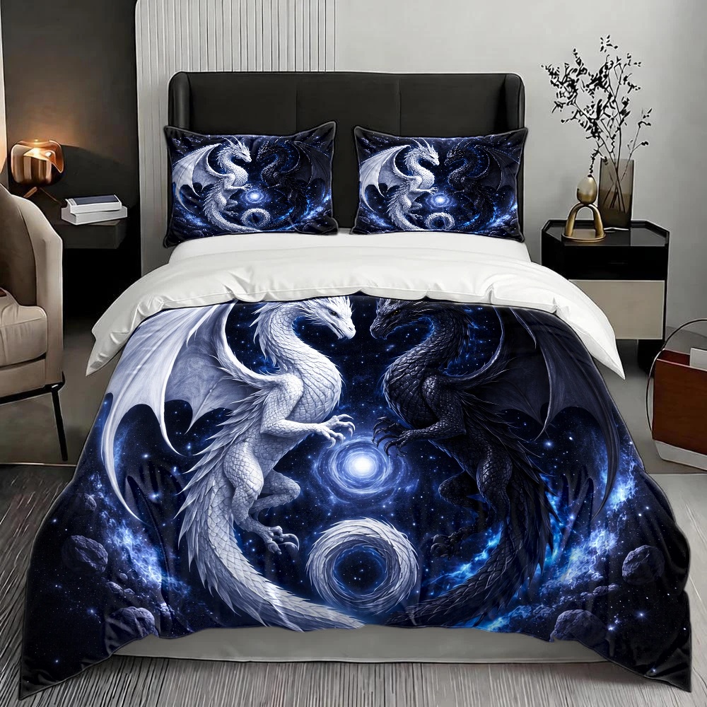 3Pc Starry Sky Dragon Totem Du - огляд і ціна Duvet Cover Sets With Zipper
