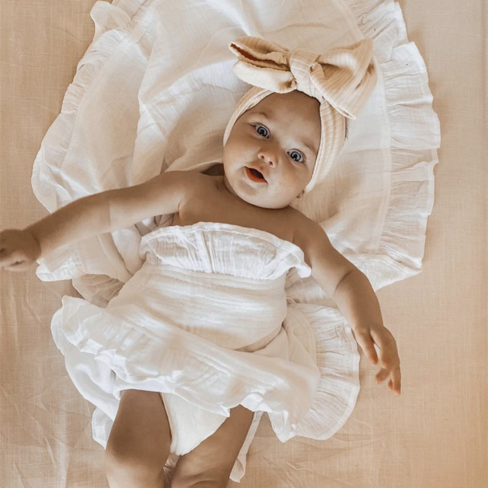 INS Ruffled Muslin Baby Swaddl - огляд і ціна Muslin Cotton Bedspread